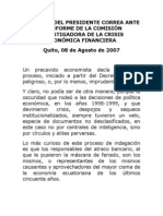 2007-08-08 Discurso Ante El Informe de La Comisión Investigadora de La Crisis Económica Financiera