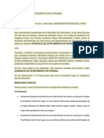 Audiencia de Ofrfecimiento de La Prueba