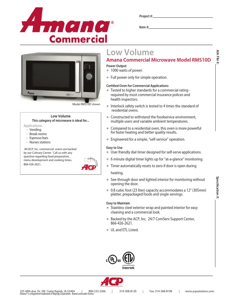 Amana RMS10D Microwave Oven