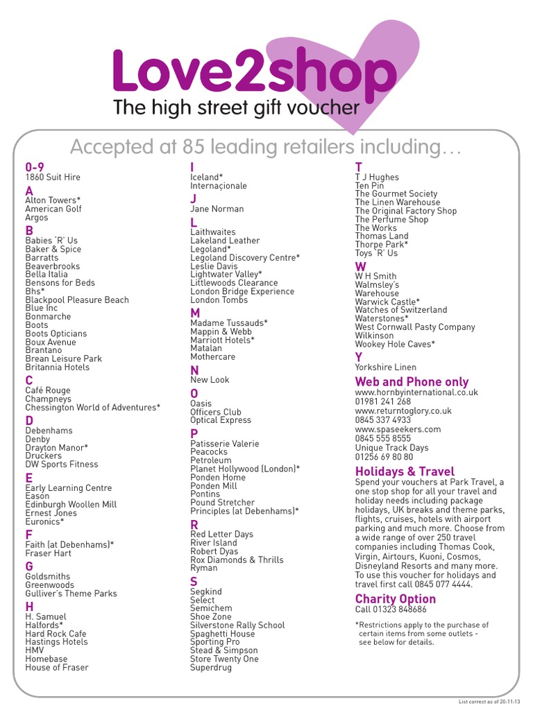 Love To Shop Voucher Merchants PDF Voucher Gift Card