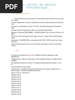 unite de mesure informatique