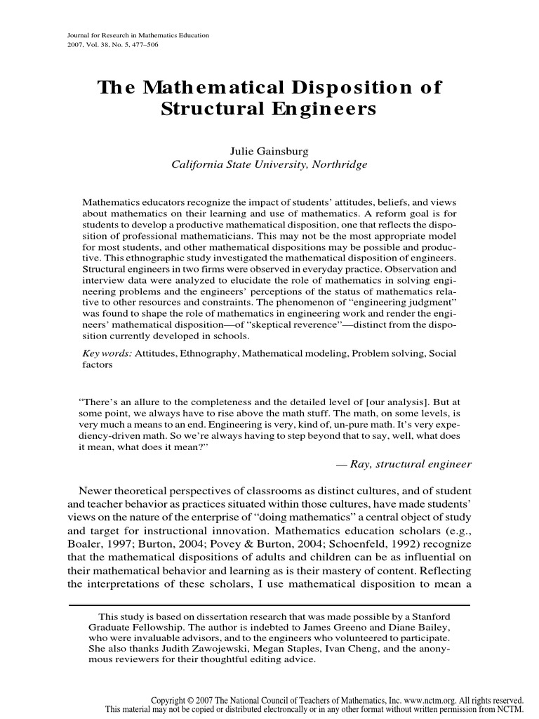 The Mathematical Disposition of Structural Engineers PDF
