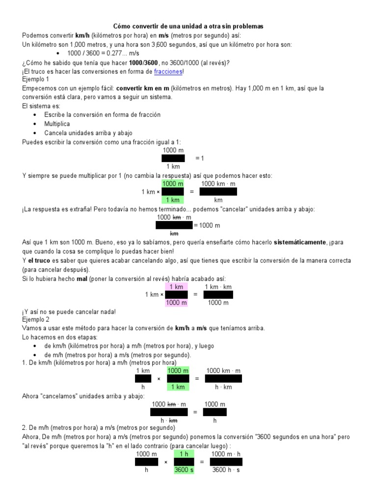 Km Hora A Metros Por Segundo Cómo Convertir de Una Unidad A Otra Sin Problemas | PDF | Science | Ciencia  (general)