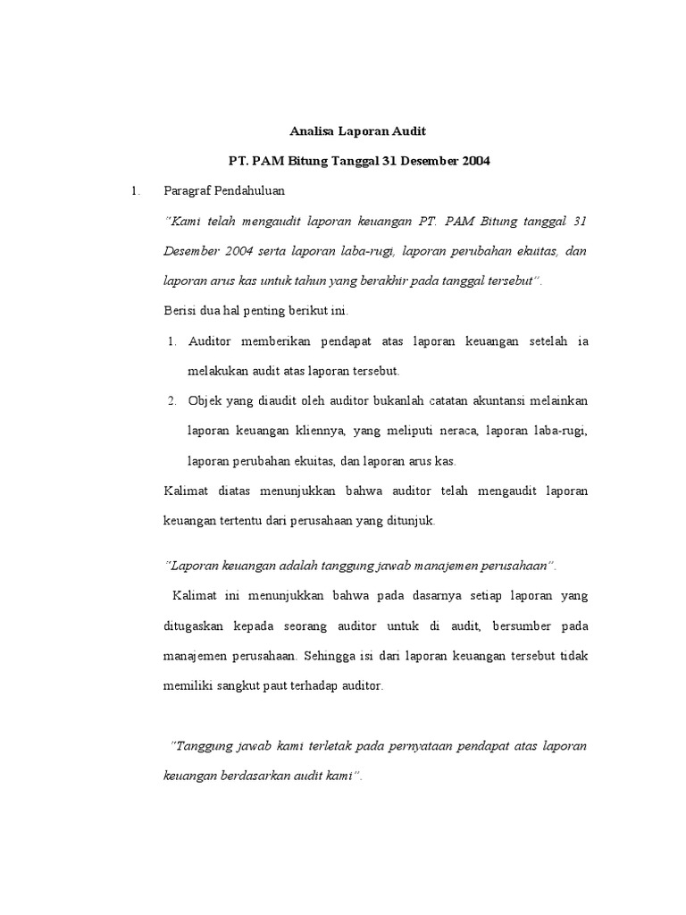 Analisa Laporan Audit Pt Pemerintah