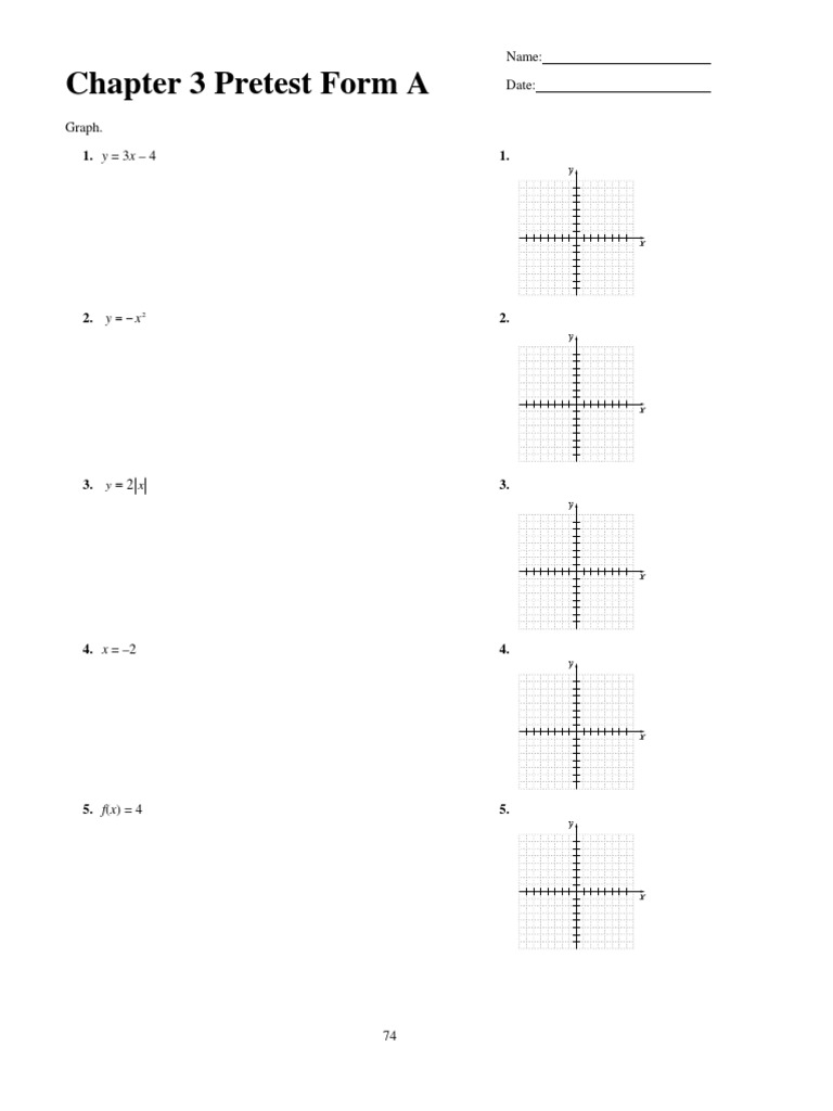 Chapter 3 Pretest Form A: Name: Date | PDF | Line (Geometry ...