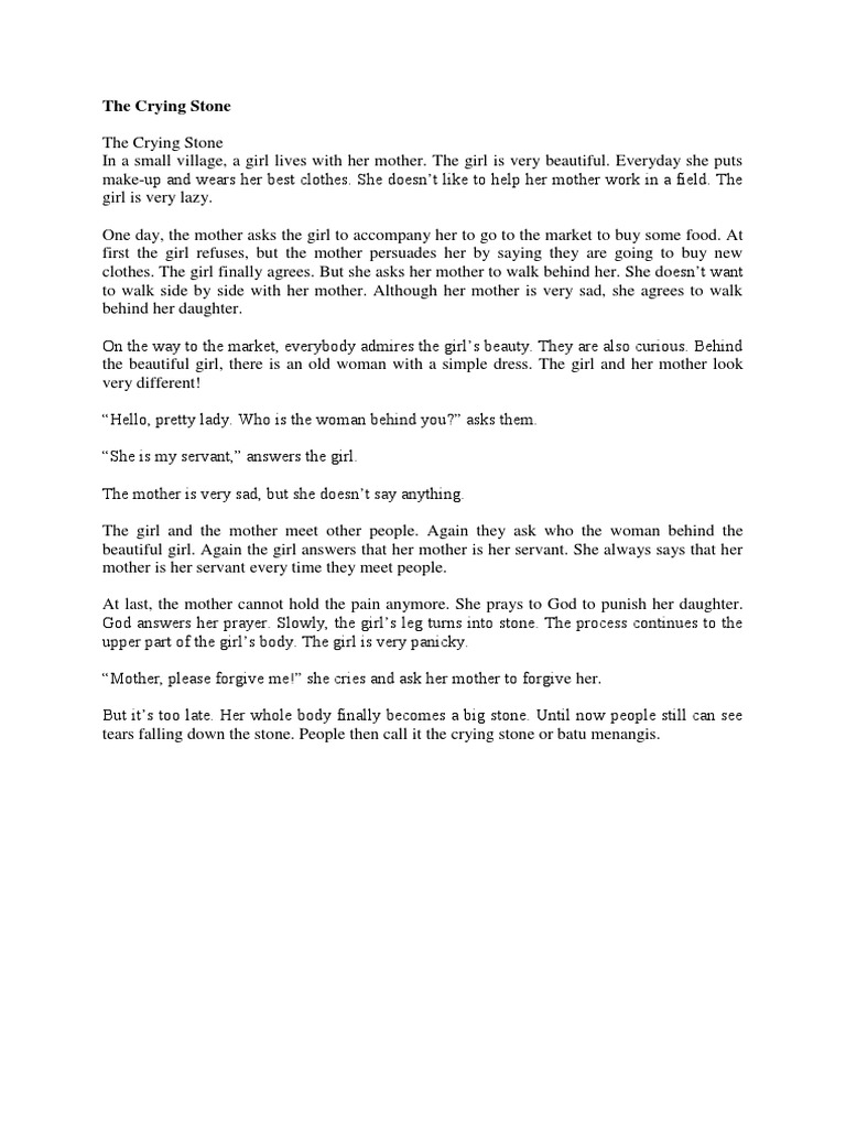 The Crying Stone: A Moral Tale | PDF
