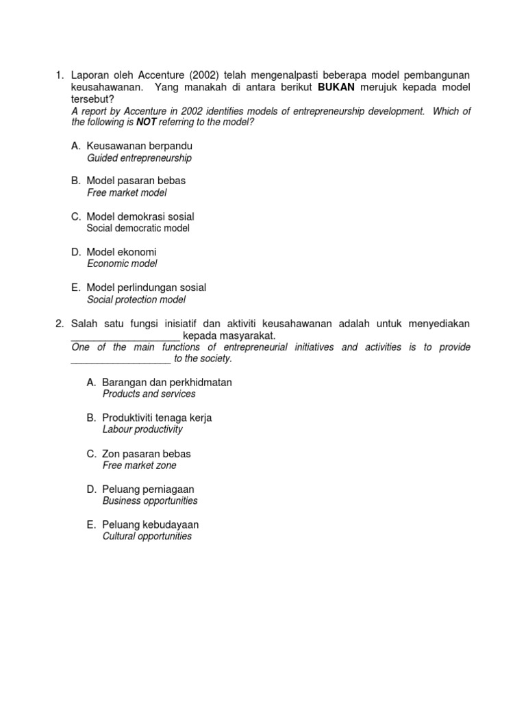 Contoh Soalan Asas Pembudayaan Keusahawanan  PDF