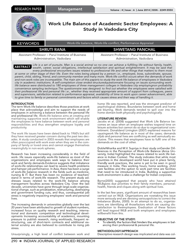 Research Paper - Work Life Balance of Academic Sector Employees by ...