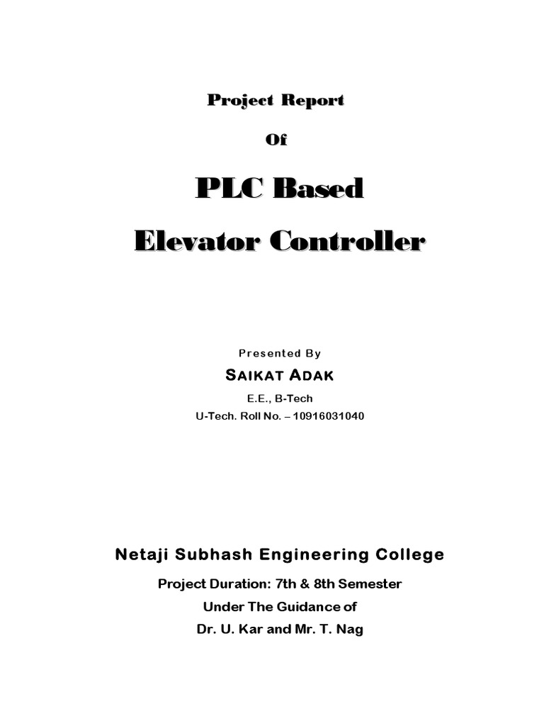PLC-Based Elevator Controller Project | PDF | Programmable Logic ...