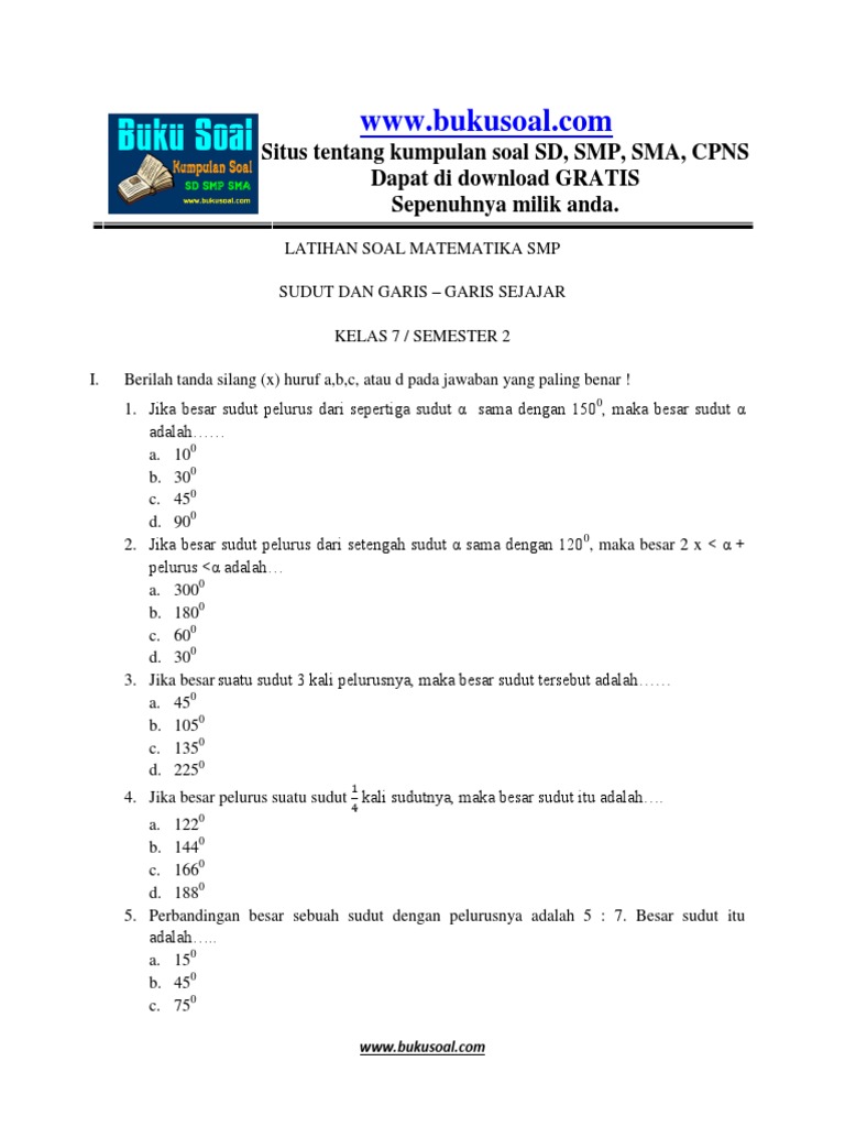 Soal Matematika Sudut