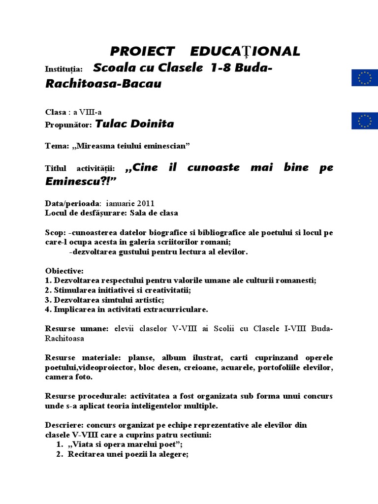 8 Proiect Educational | PDF