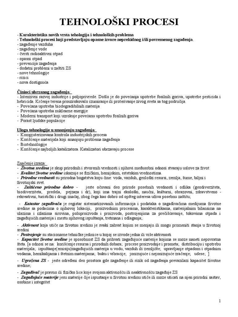 Tehnoloski Procesi | PDF