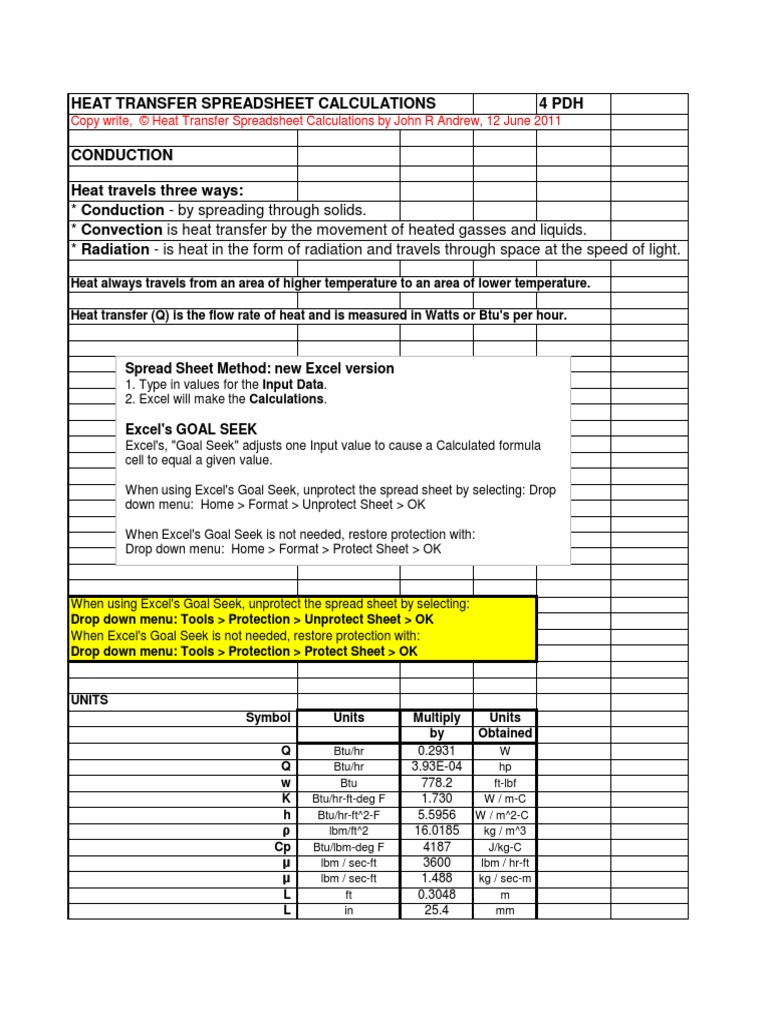 Heat Transfer Excel Calculations 1 | PDF | Heat Transfer | Boundary Layer