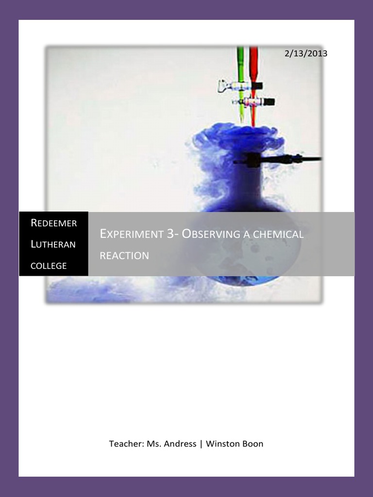 Chemical Reaction Observation Experiment | PDF | Aluminium Oxide ...