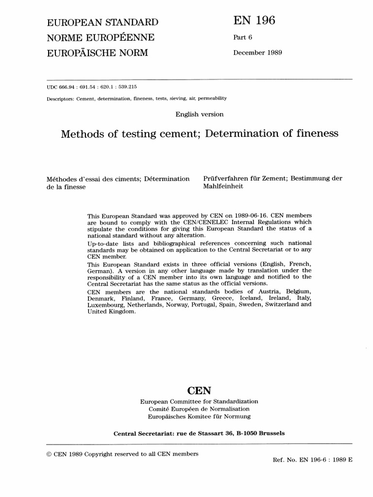 En 196-6 - Cement | PDF
