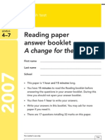 YR9 SATs - Reading Answer Book 2007