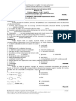 Subiect Si Barem de Evaluare Si Notare Chimie Organica_filiera Teoretica Si Vocationala_bac2013