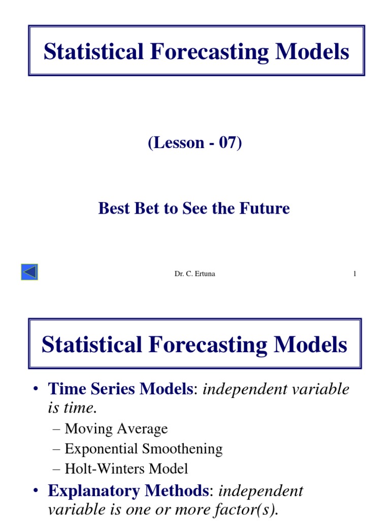 Statistical Forecasting Models Overview | PDF | Forecasting | Seasonality