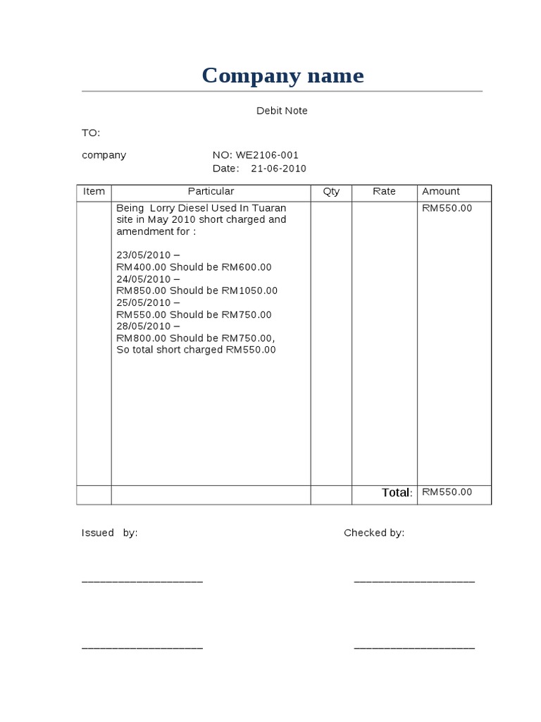 Debit Note Company PDF