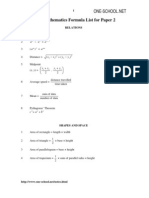 PMR Mathematics Formula List P2