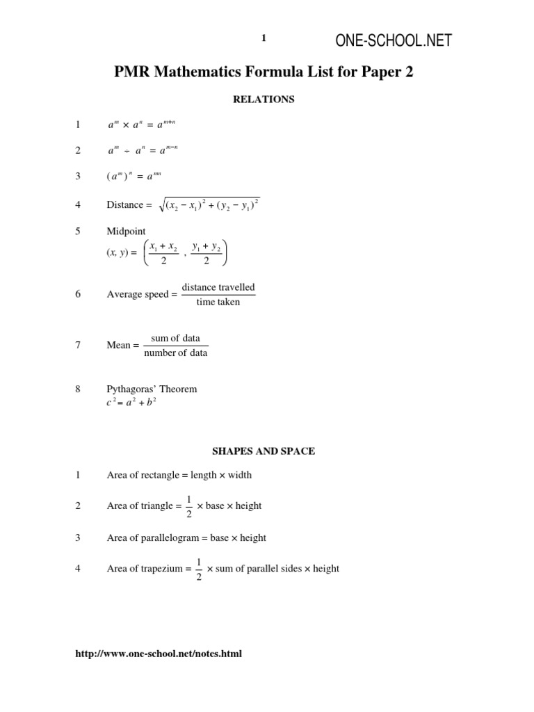 PMR-Mathematics-Formula-List-P2
