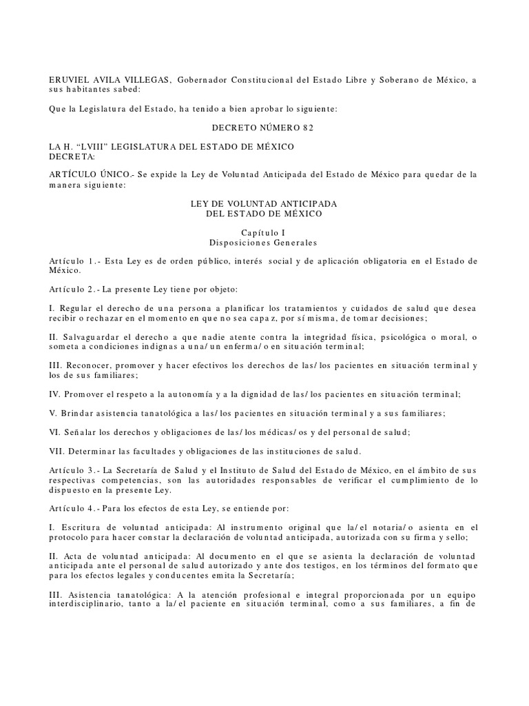 Ley de Voluntad Anticipada Edomex | PDF | Cuidados paliativos