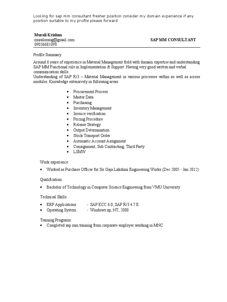 Sap MM Fresher PDF Business