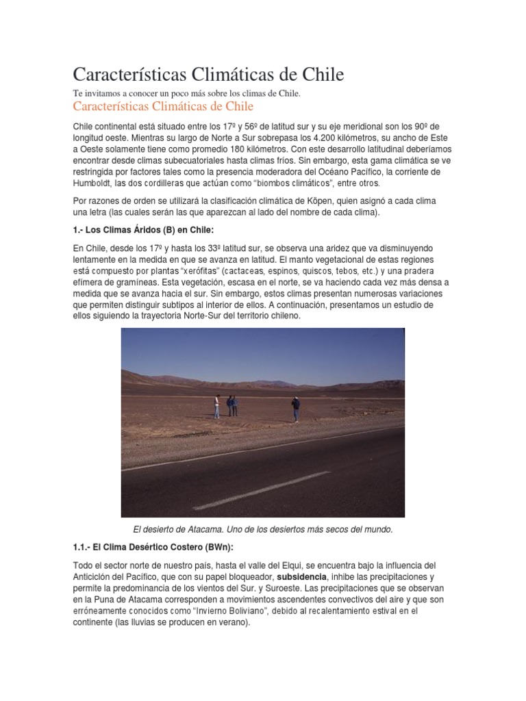Climas de Chile: Características y Tipos | PDF | Desierto | Clima
