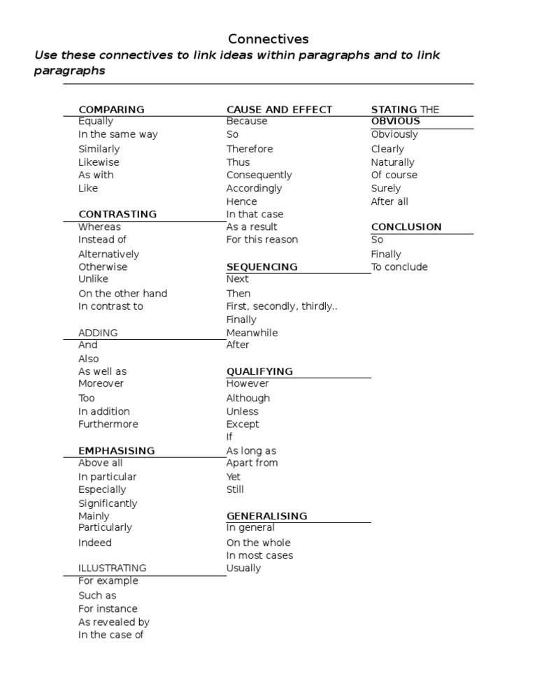 essay connectives