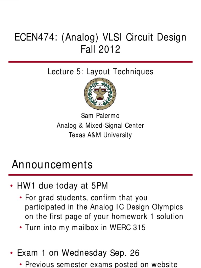 ECEN 474: VLSI Layout Techniques | PDF