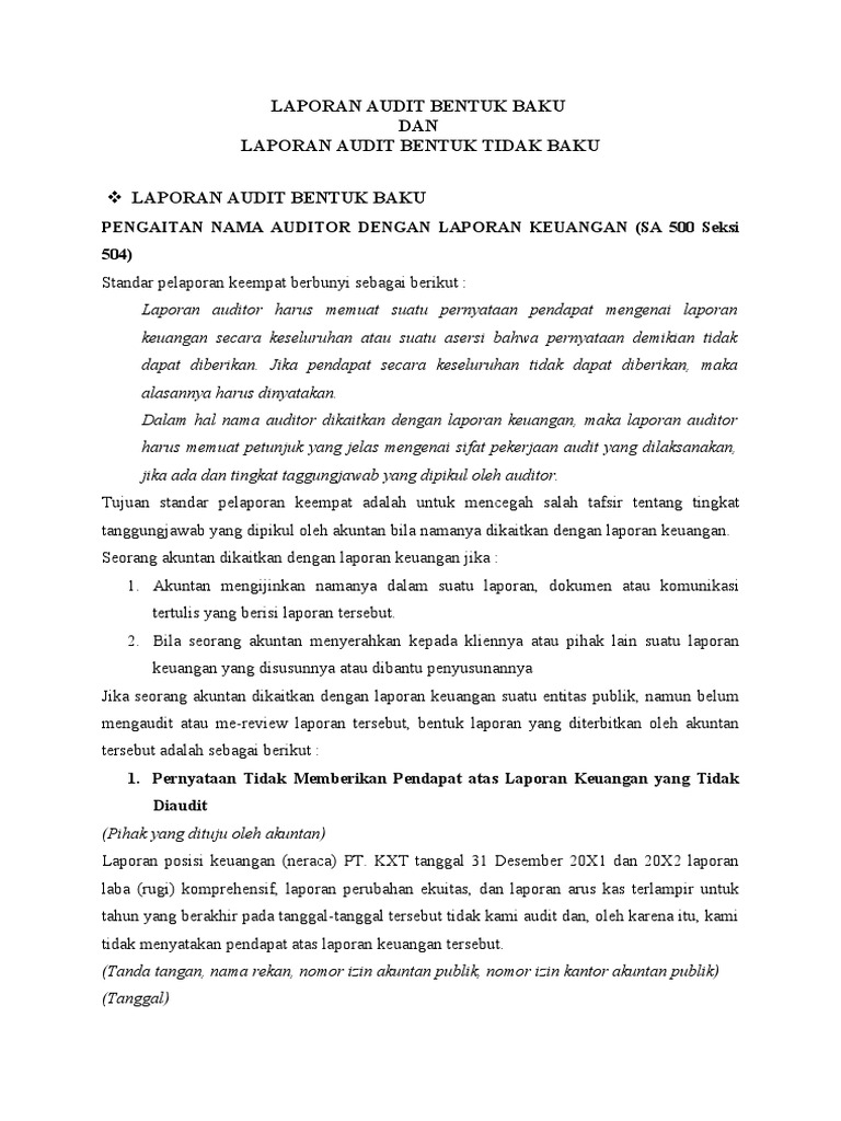 Makalah Laporan Audit Bentuk Baku Dan Tidak Baku