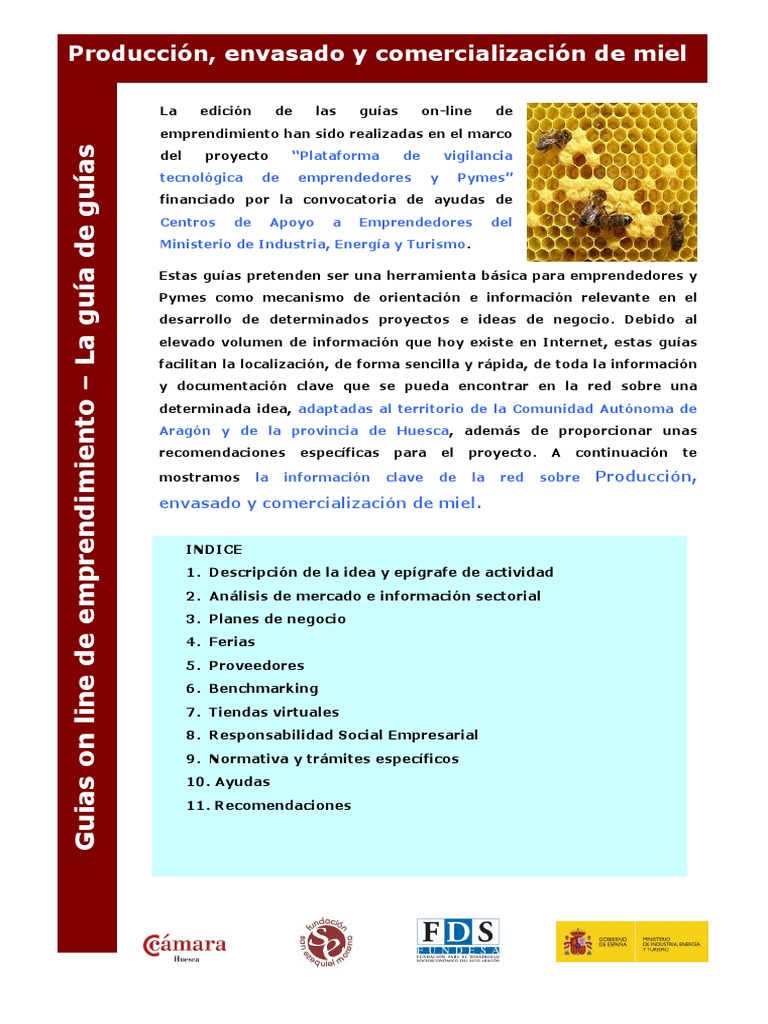 Guia de PRODUCCION ENVASADO Y COMERCIALIZACION DE MIEL PDF | PDF |  Apicultura | Benchmarking