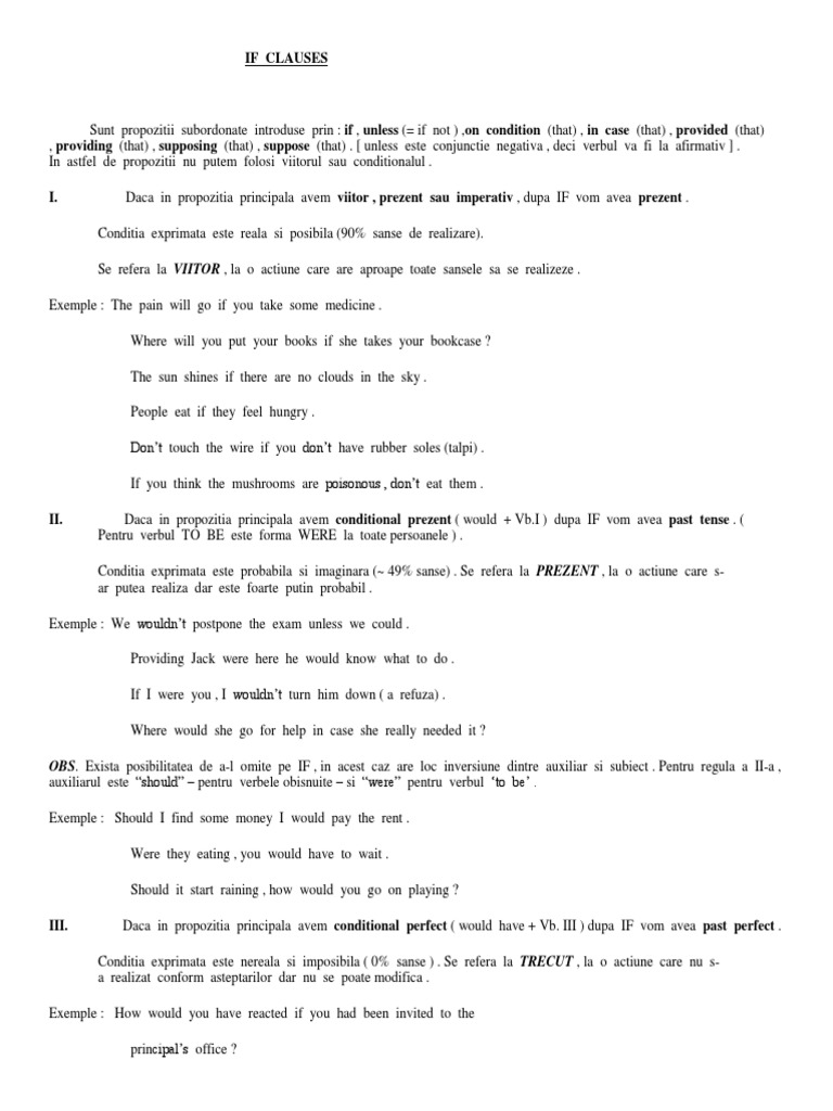 English Conditional Clauses | PDF | Sentence (Linguistics) | Style ...