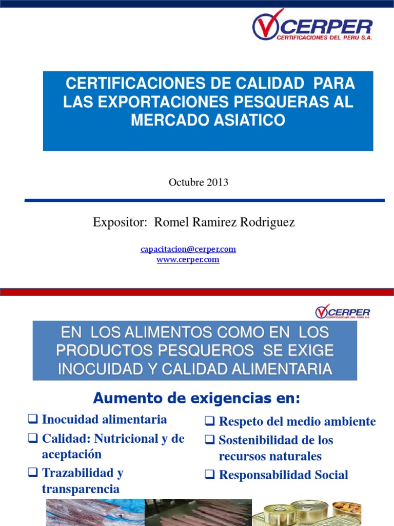 02 Certificaciones De Calidad Para Las Exportaciones Pesqueras Al