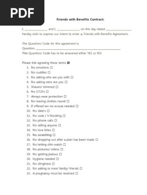 Friends With Benefits Contract | PDF | Casual Sex | Sexuality