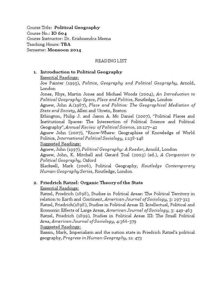 Political Geography Course Overview | PDF | Geopolitics | Political Science