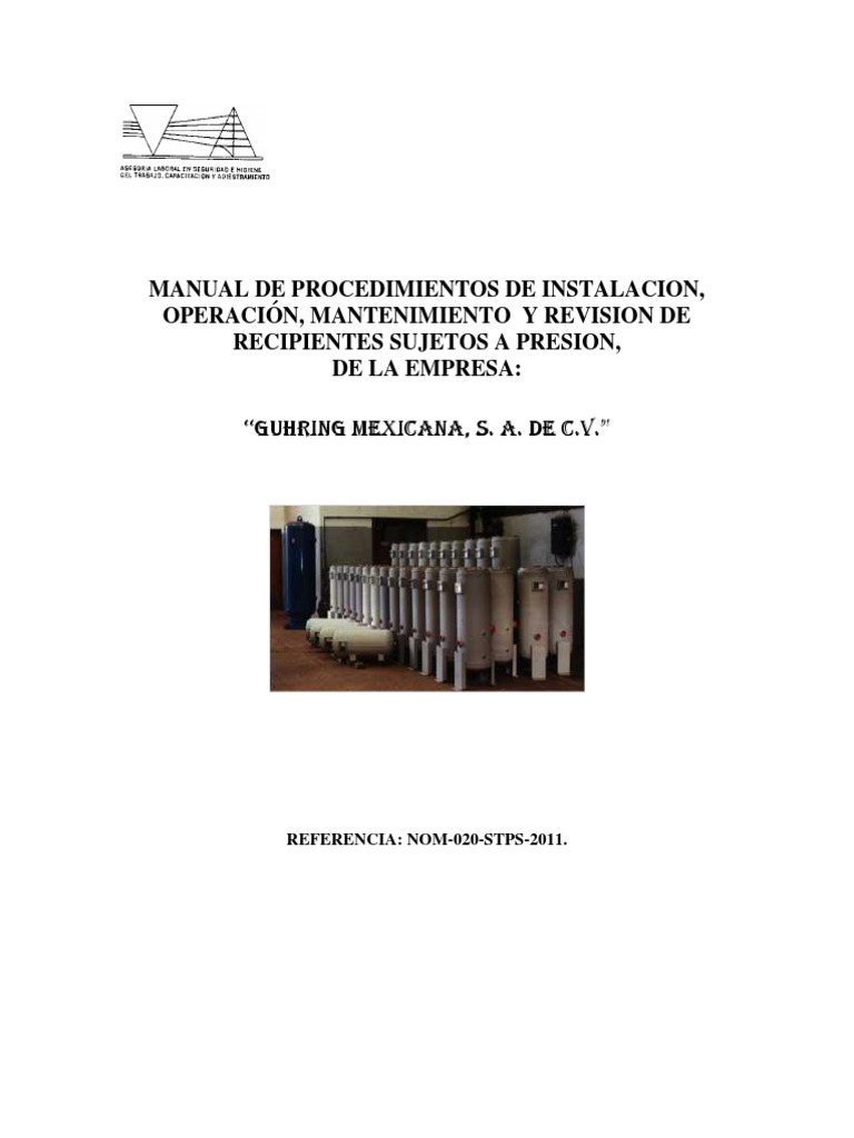 Manual de Operacion RSP | PDF | Tanques | Presión