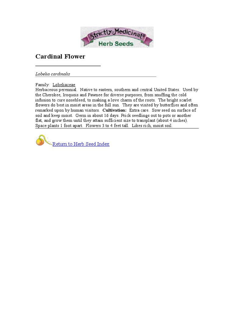 Cardinal Flower Care Guide | PDF