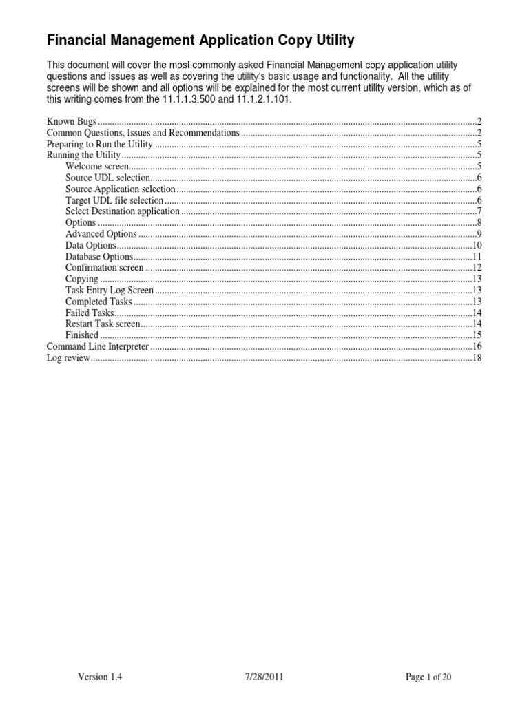 Financial Management Application Copy Utility v1 4 | PDF | Oracle ...