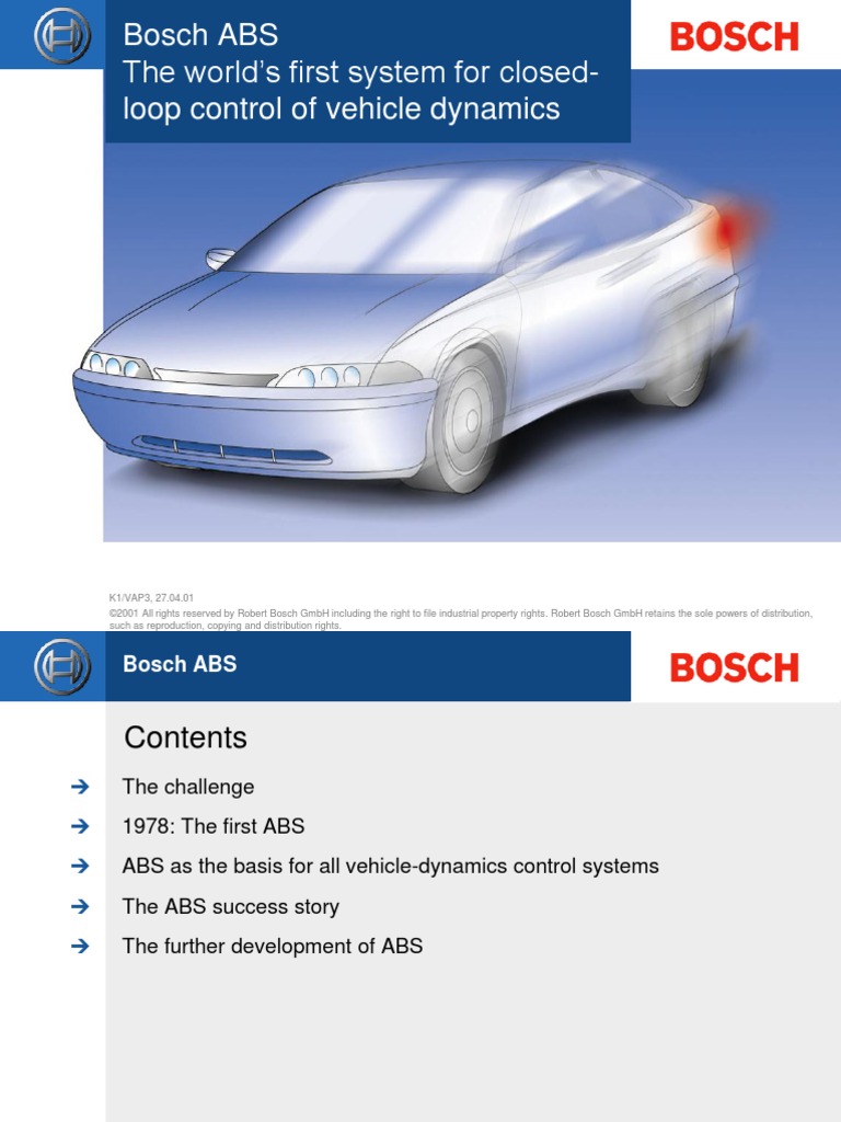 Die Bosch ABS The World's First System For Closed-Loop Control of ...