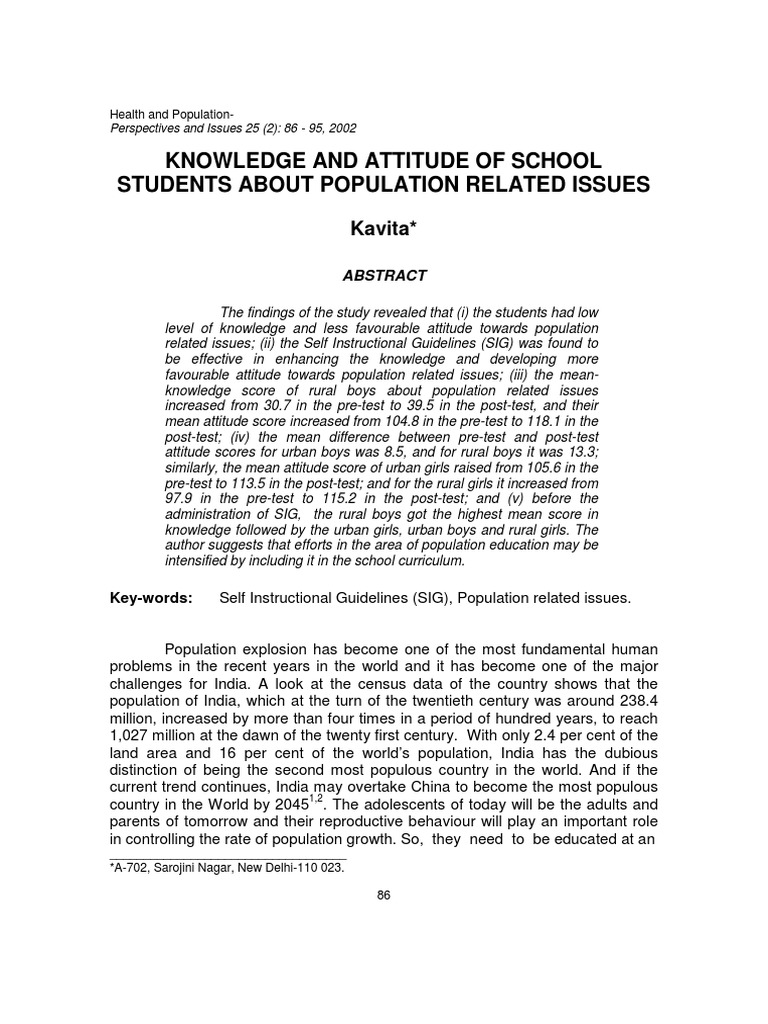 Student Knowledge on Population Issues | PDF | Sampling (Statistics ...
