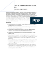 5.3 Importancia de Los Presupuestos en Las Organizaciones