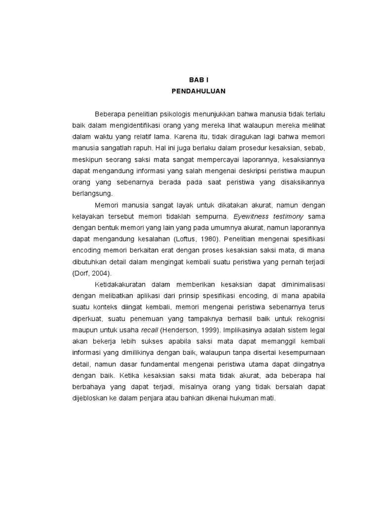 Memori dan Kesaksian Saksi Mata | PDF