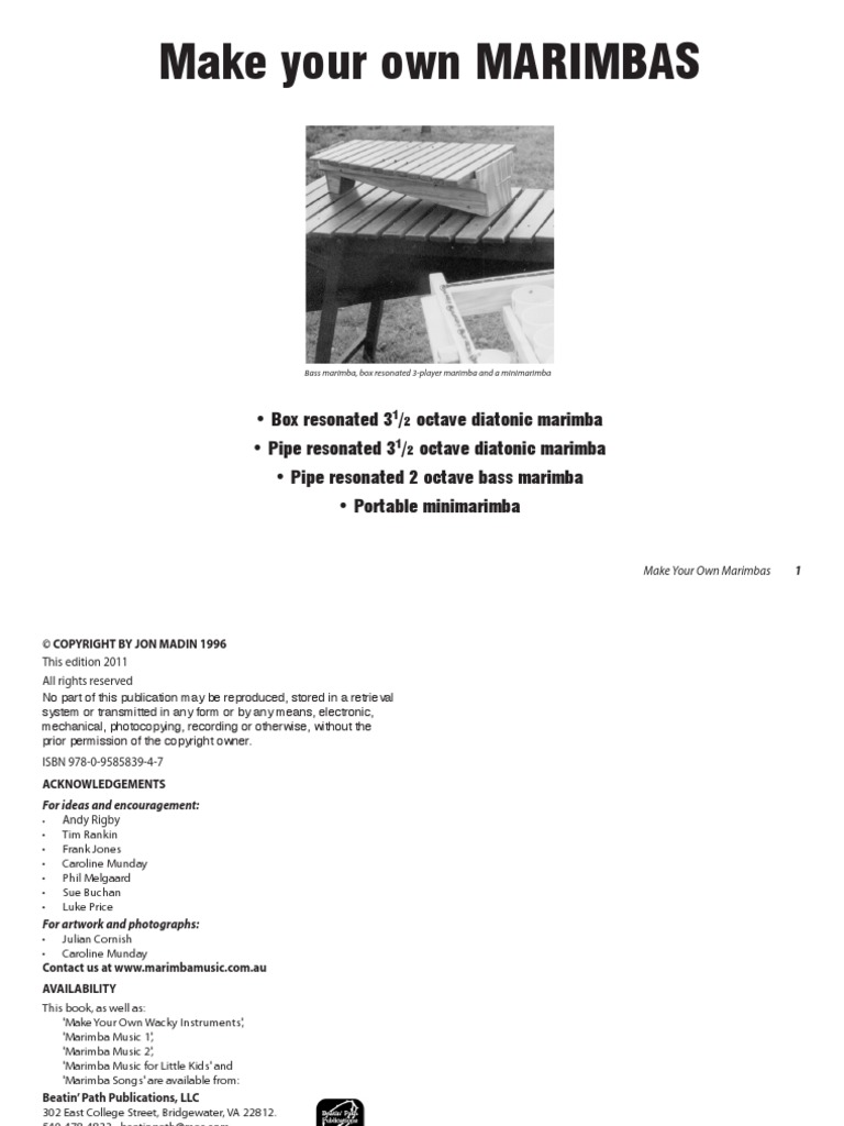 Make Your Own MARIMBAS PDF Musical Instruments Elements Of Music