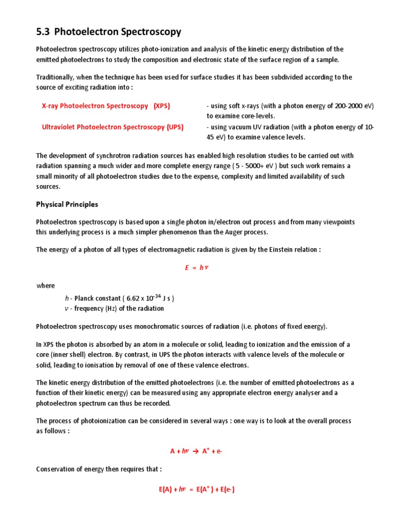 Photoelectron Spectroscopy Overview | PDF | X Ray Photoelectron ...