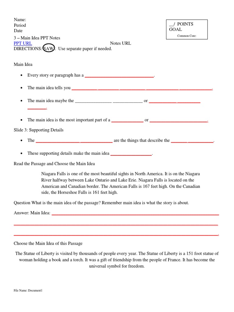 3 - Main Idea PPT Notes | PDF | Erie Canal | Canal