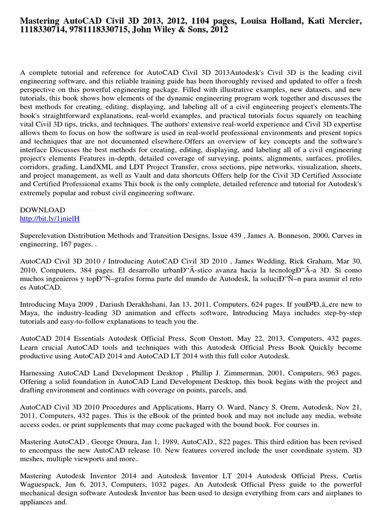 Mastering Autocad Civil 3d 2013 Autodesk Auto Cad