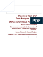 Classical Item and Test Analysis Report Bahasa Indonesia Kelas XII