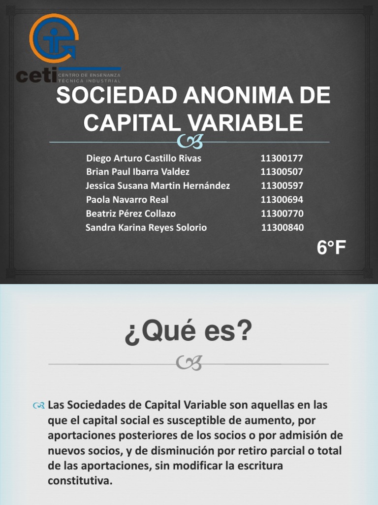 Sociedad Anonima de Capital Variable PDF Empresas Business
