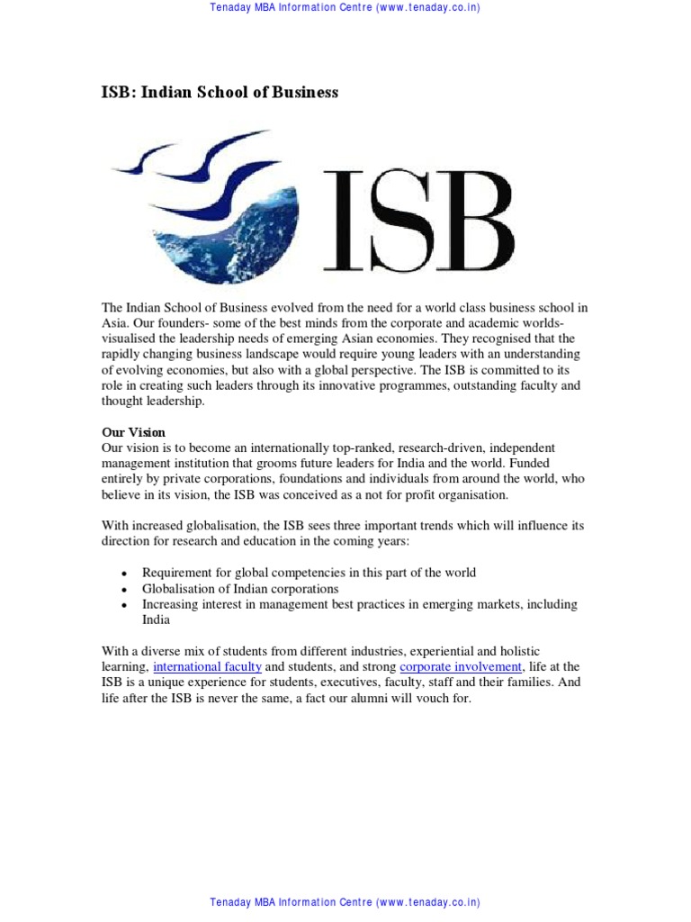 Indian School of Business Overview | PDF | Business | Finance & Money ...